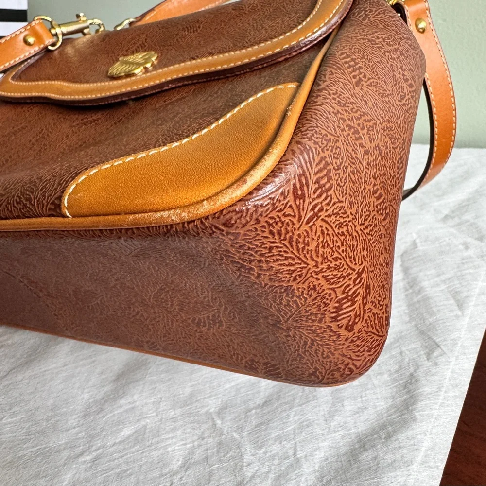 Nina Ricci Two-Tone Brown & Tan Leather Top-Handle Satchel with Shoulder Strap - Picture 11 of 12